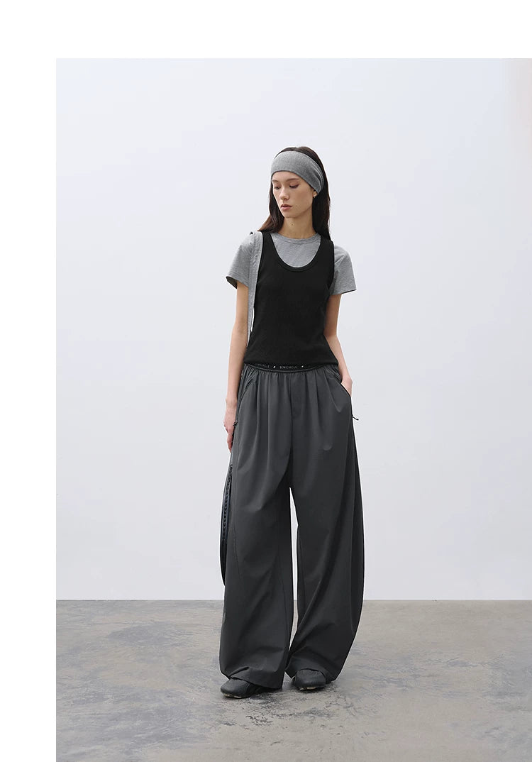 Loose Sun-Protective Cool Pants with Elastic Waist – Curved Casual Trousers