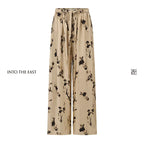 Mulberry Silk Floral Print Wide-Leg Pants