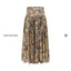 Mosaic Print Crinkle Pleated Midi Skirt