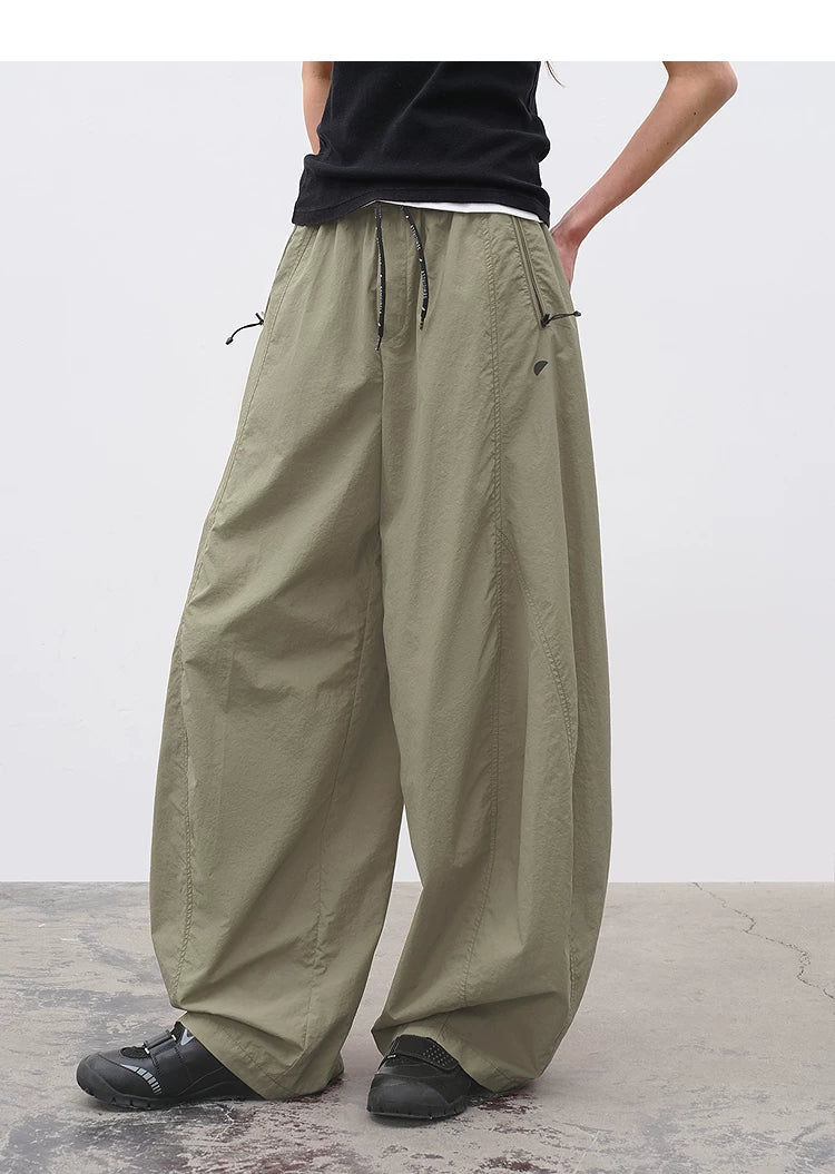 Loose Structured Panel Balloon Casual Pants