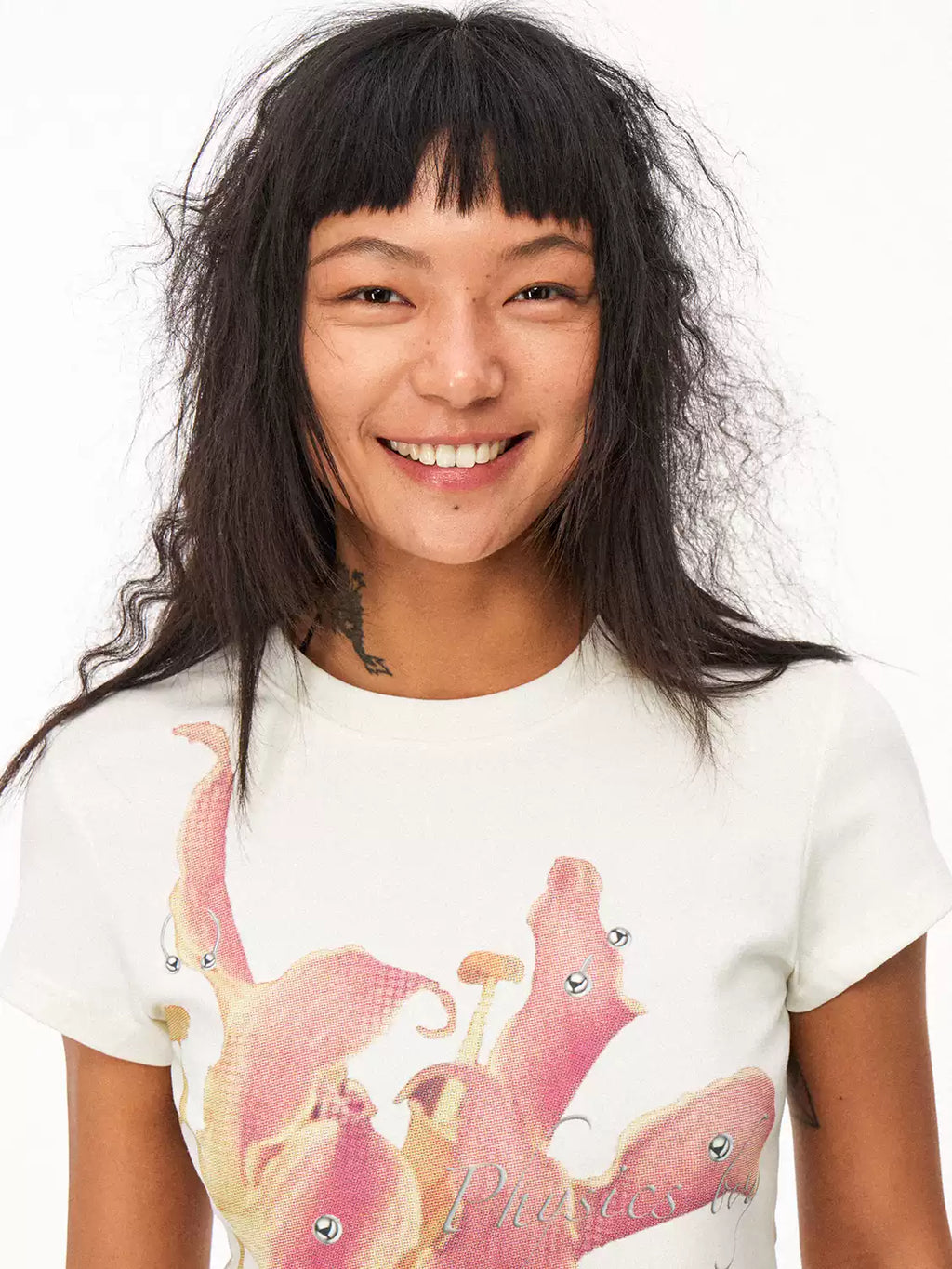 Punk Daffodil Floral Knit Slim Fit Crew Neck T-Shirt