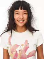 Punk Daffodil Floral Knit Slim Fit Crew Neck T-Shirt