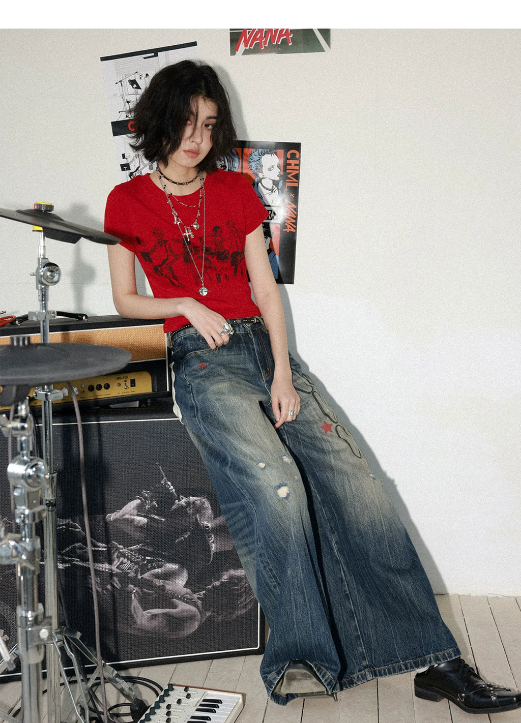 NANA Collaboration Vintage Graphic Fitted T-Shirt
