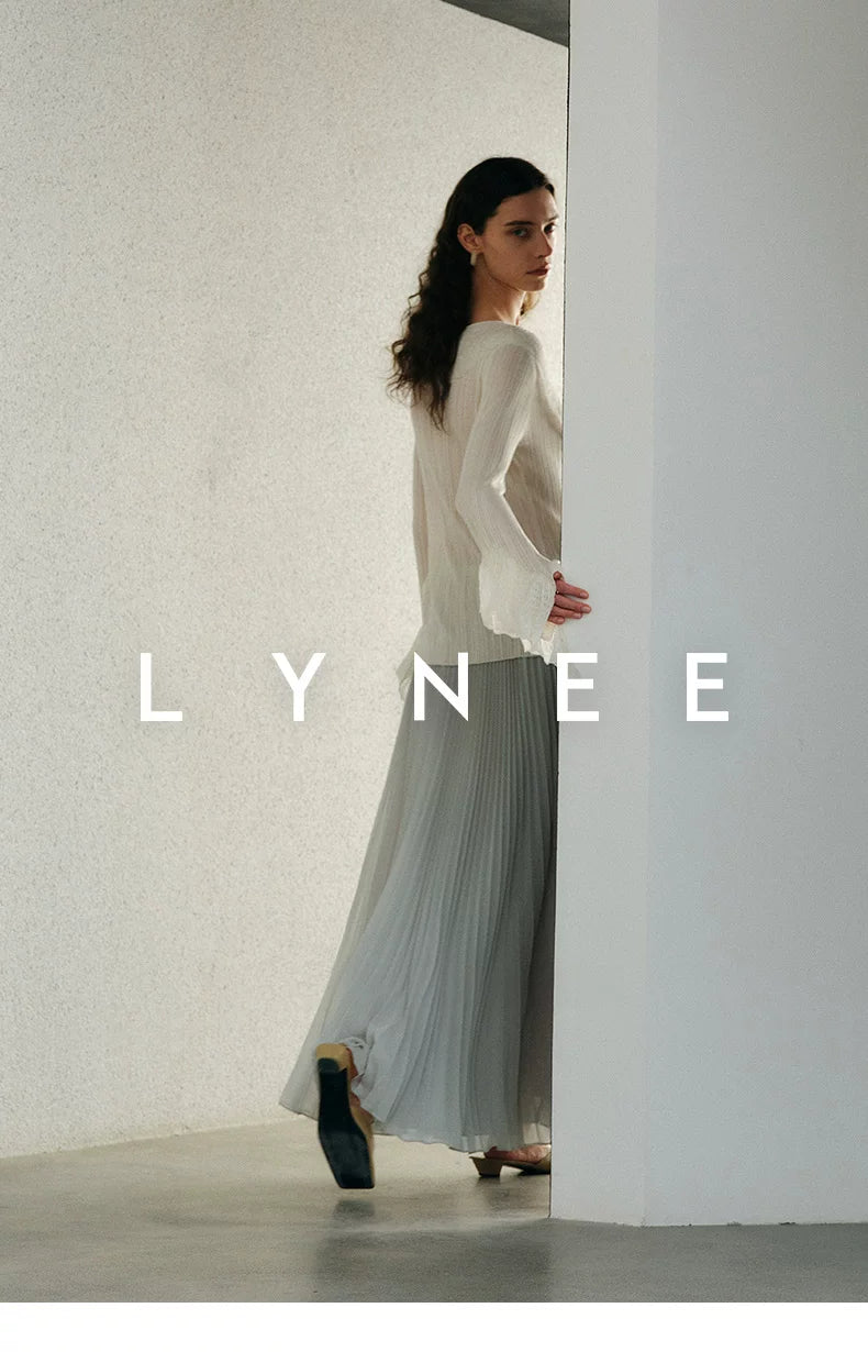 Elegant Chiffon Pleated A-Line Maxi Skirt