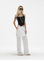 Asymmetric Lace Strap Halter Cami Top