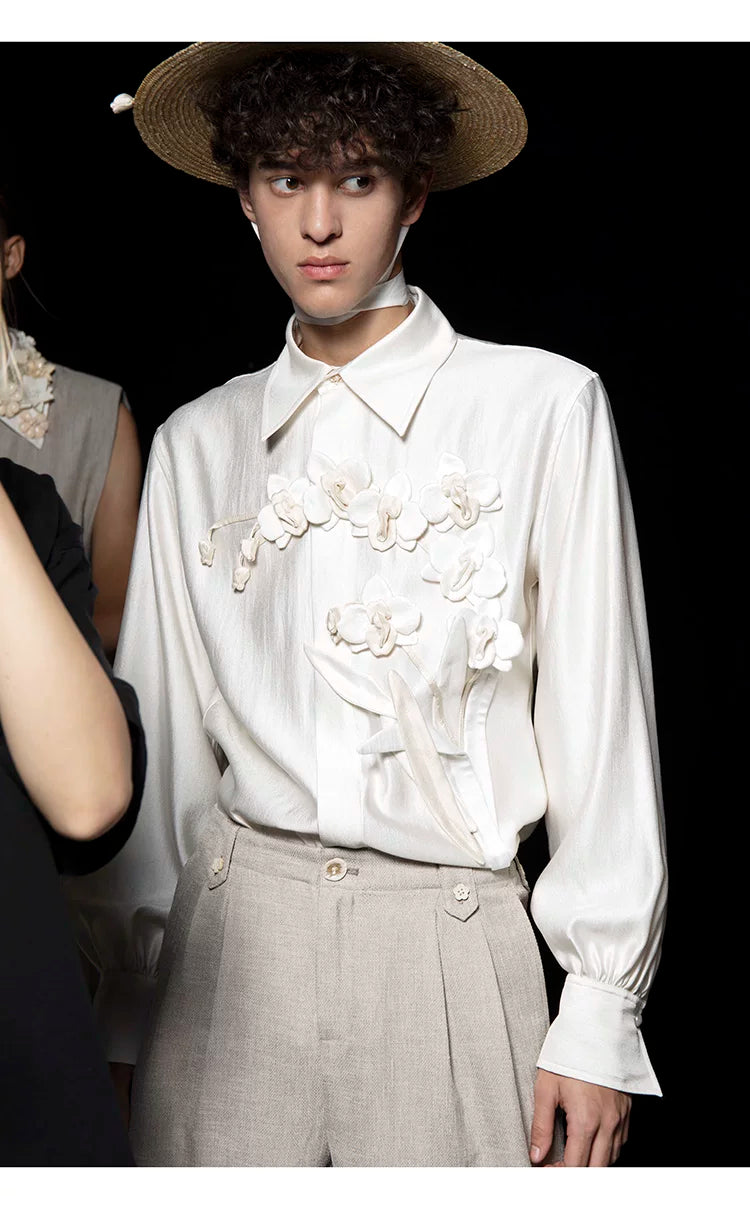 French Orchid Satin Relaxed-Fit Shirt