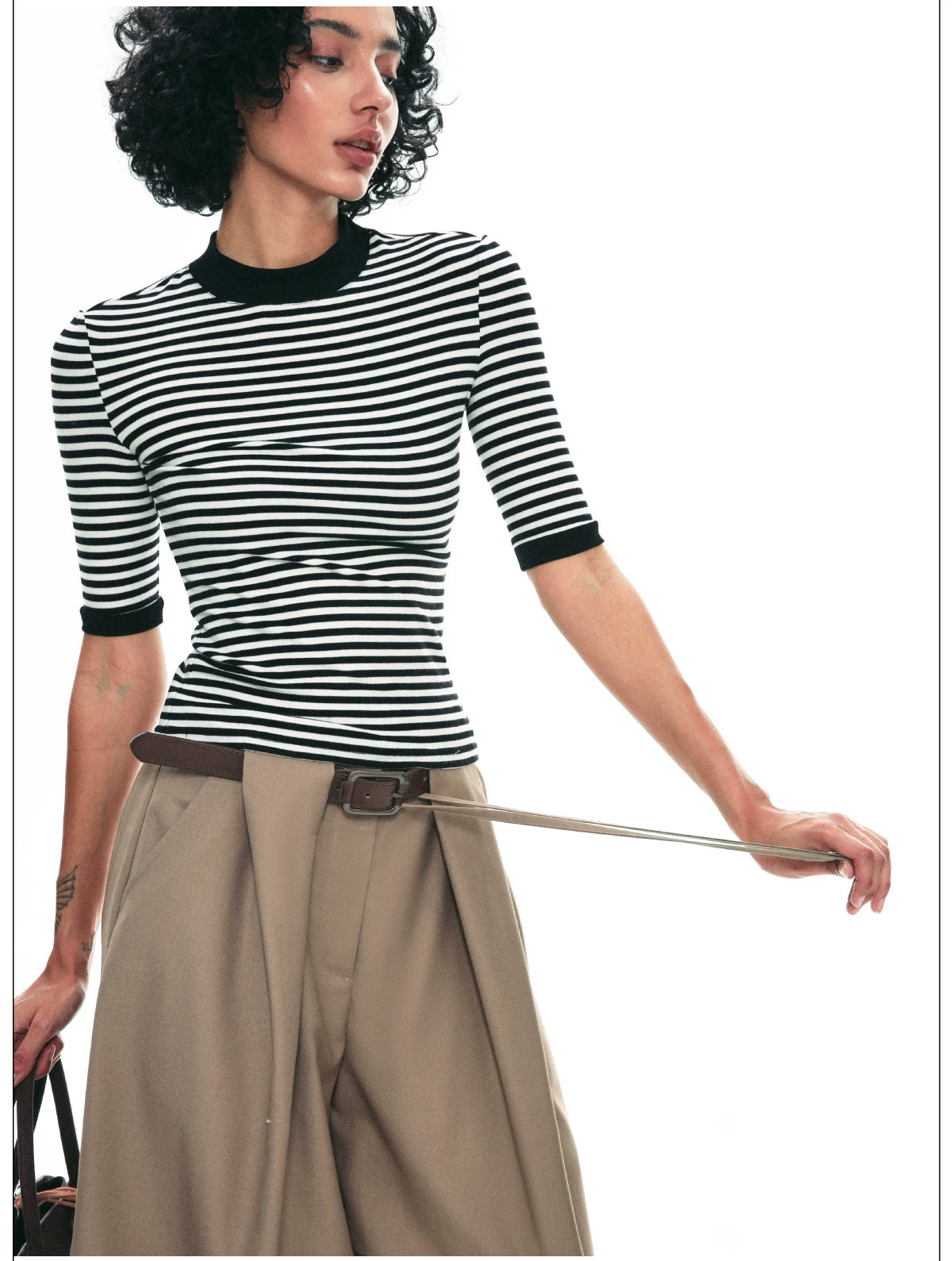 Wrinkle-Resistant Draped Wide-Leg Parachute Pants
