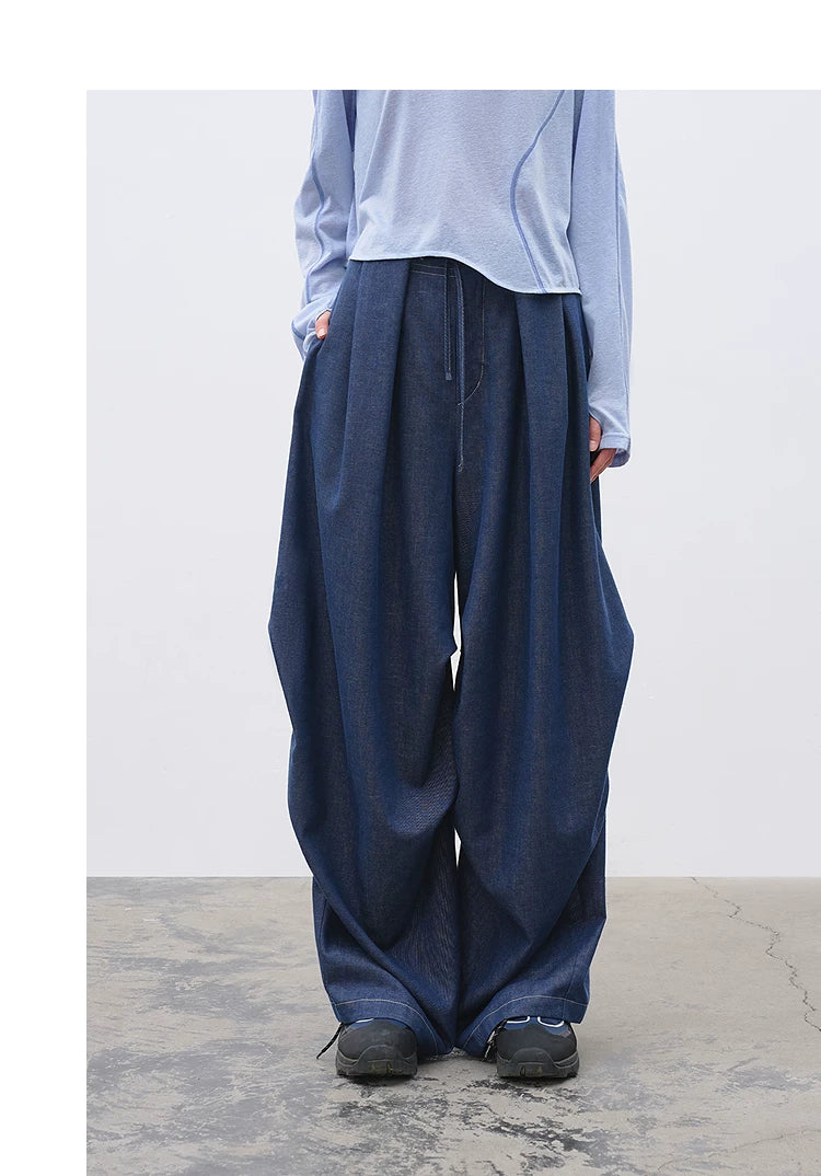 Loose Casual Wide-Leg Drapey Jeans