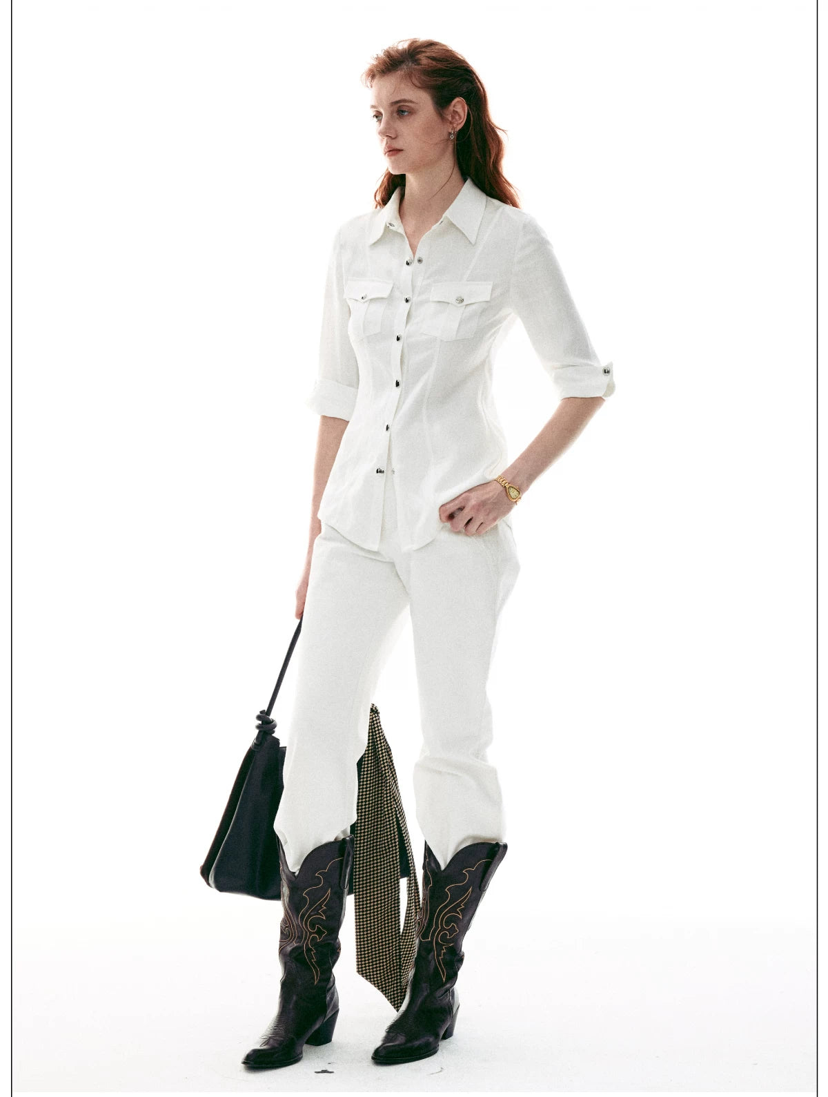 Italian Vintage Slim-Fit Waist-Cinching Safari Shirt