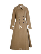 A-Line Hem Waist-Cinching Wool Trench Coat
