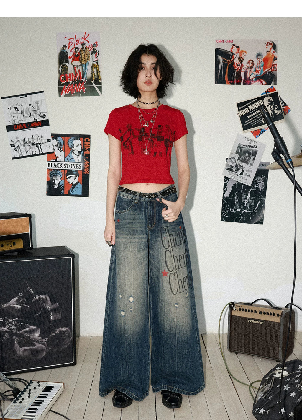 NANA Collaboration Vintage Graphic Fitted T-Shirt