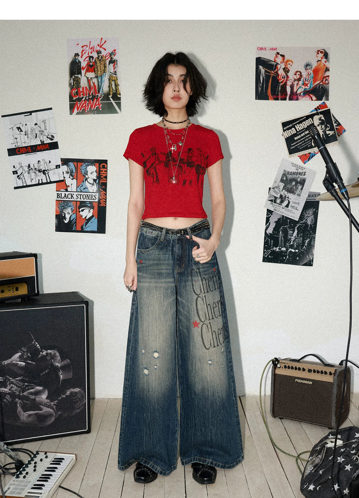 NANA Collaboration Vintage Graphic Fitted T-Shirt