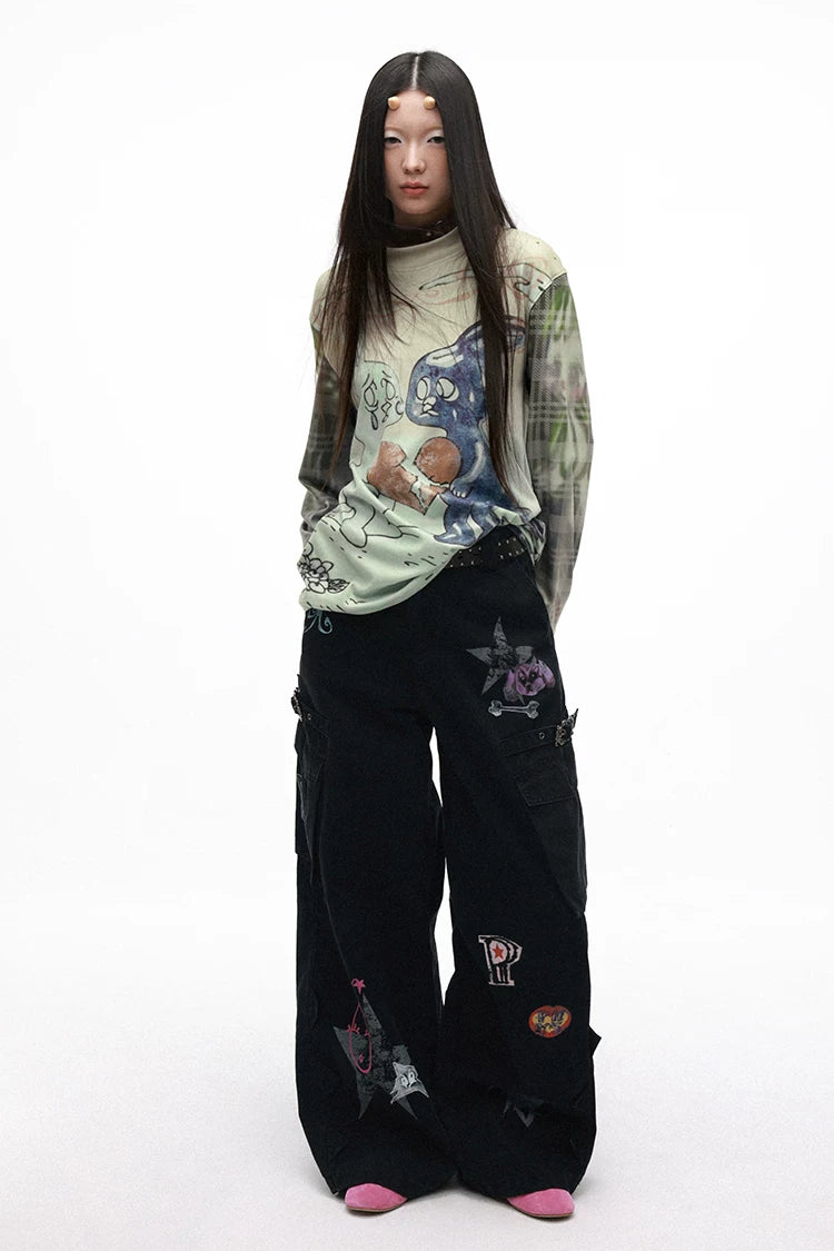 Sad Bunny Graphic Ribbed Long Sleeve T-Shirt – Dreamcore Style
