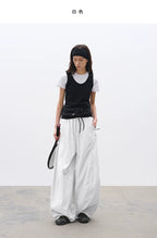 Loose Structured Panel Balloon Casual Pants