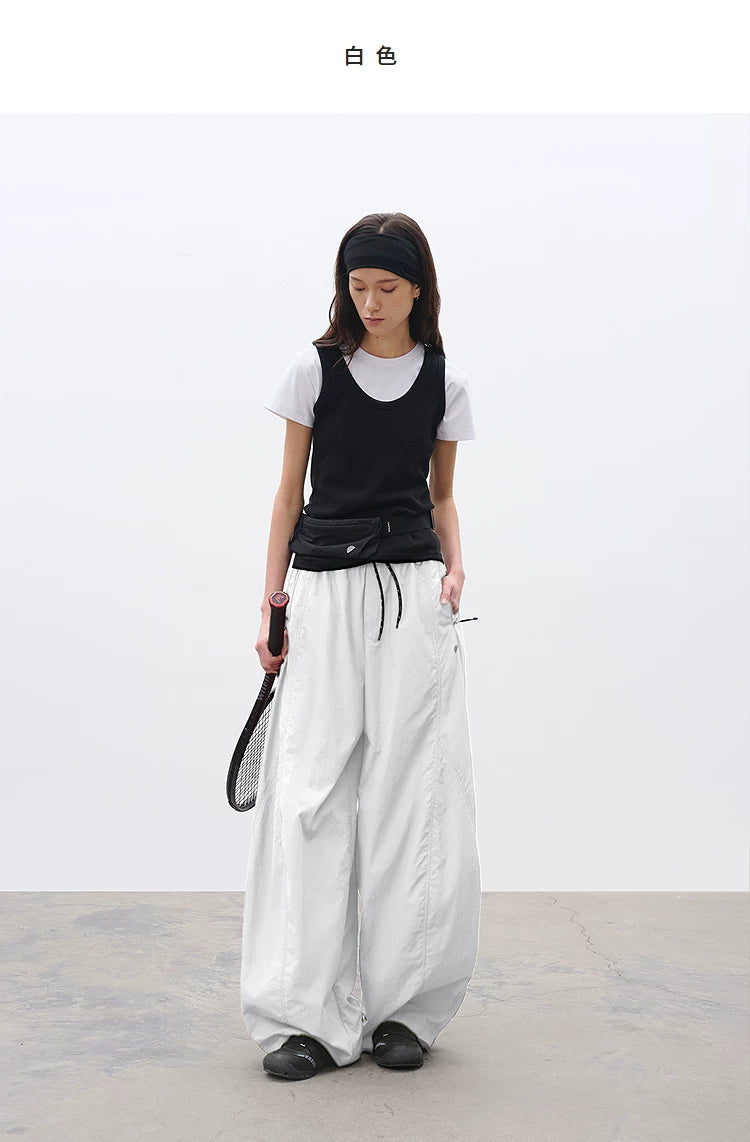 Loose Structured Panel Balloon Casual Pants