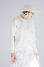 Oversized 3D Leaf Chunky Knit Sweater
