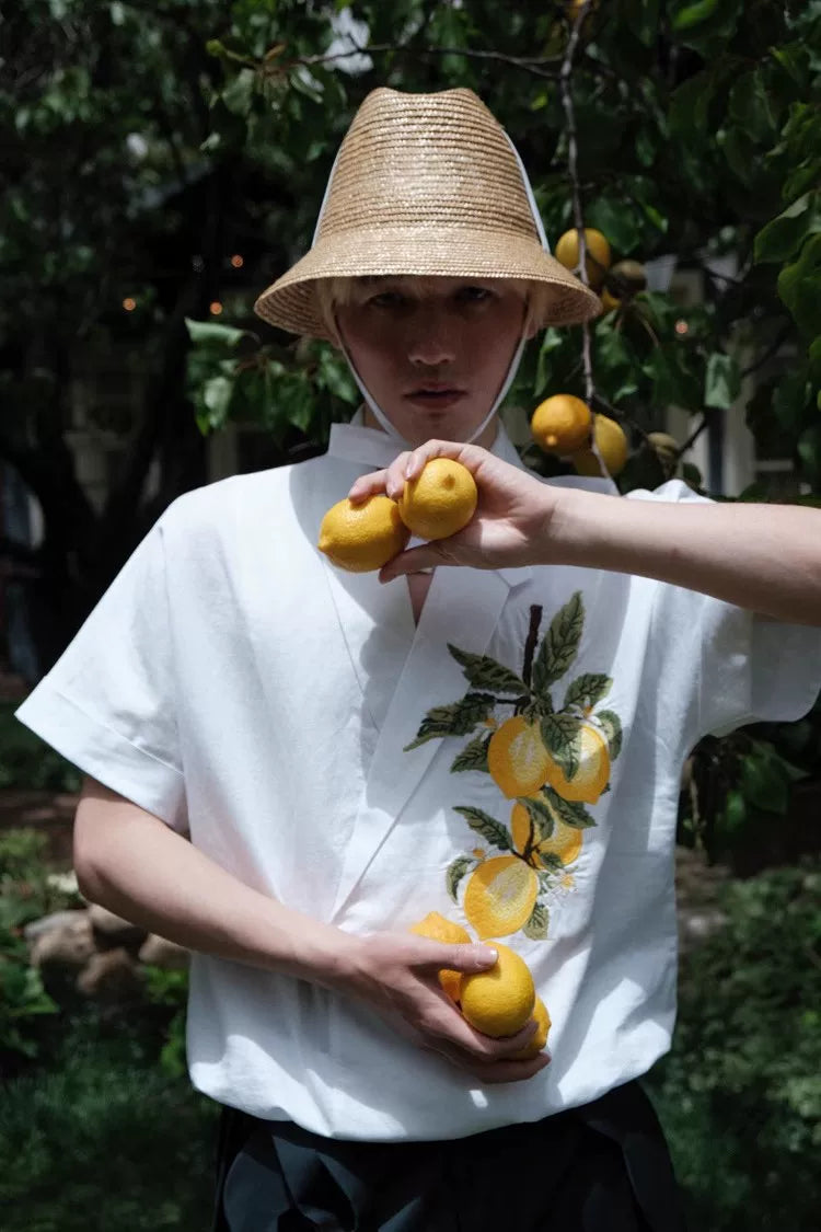 Botanical Embroidered Oversized Shirt