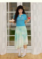 Pearl Waist Chain Gradient Print Skirt