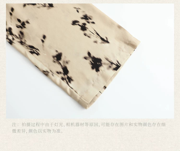 Mulberry Silk Floral Print Wide-Leg Pants