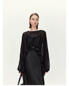 Versatile Sheer Chiffon Textured Ruffle Top