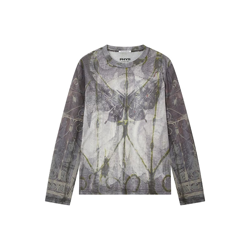 All-Over Print Stretch Mesh Lightweight T-Shirt