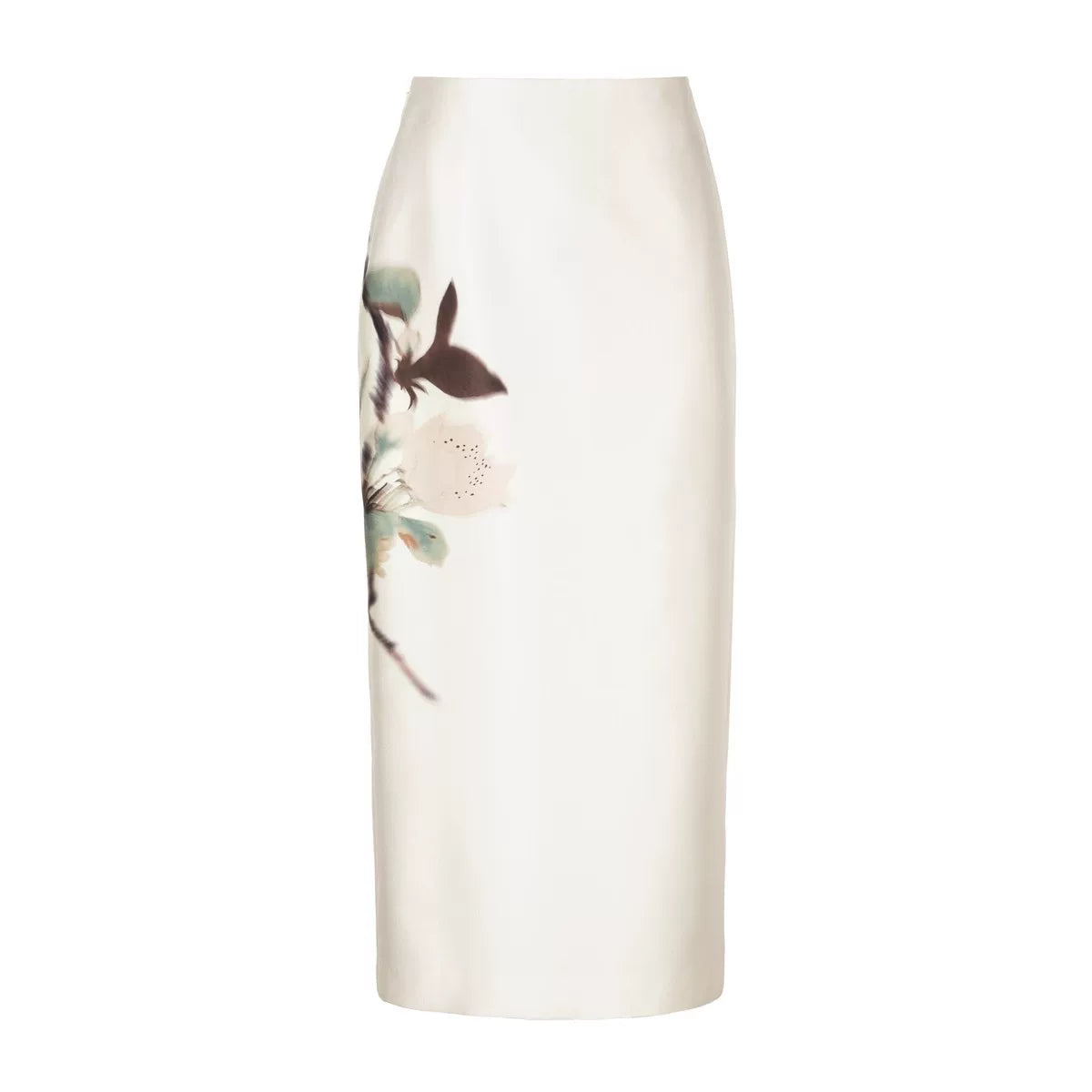 Gradient Pomegranate Floral Straight Skirt