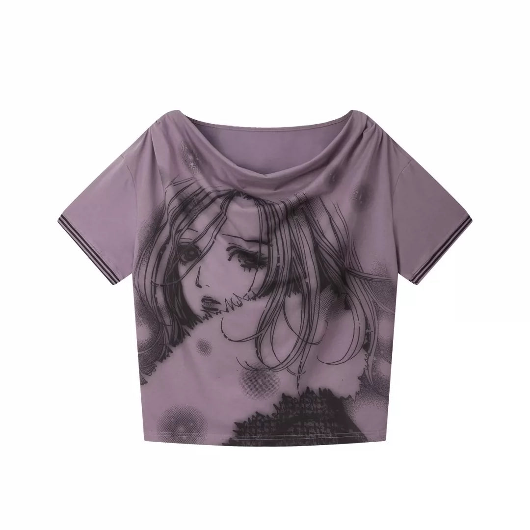 NANA Collaboration Halter Camisole Layered Off-Shoulder Two-Piece T-Shirt