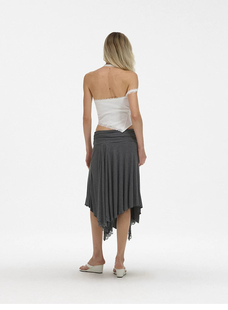 Asymmetric Lace Strap Halter Cami Top