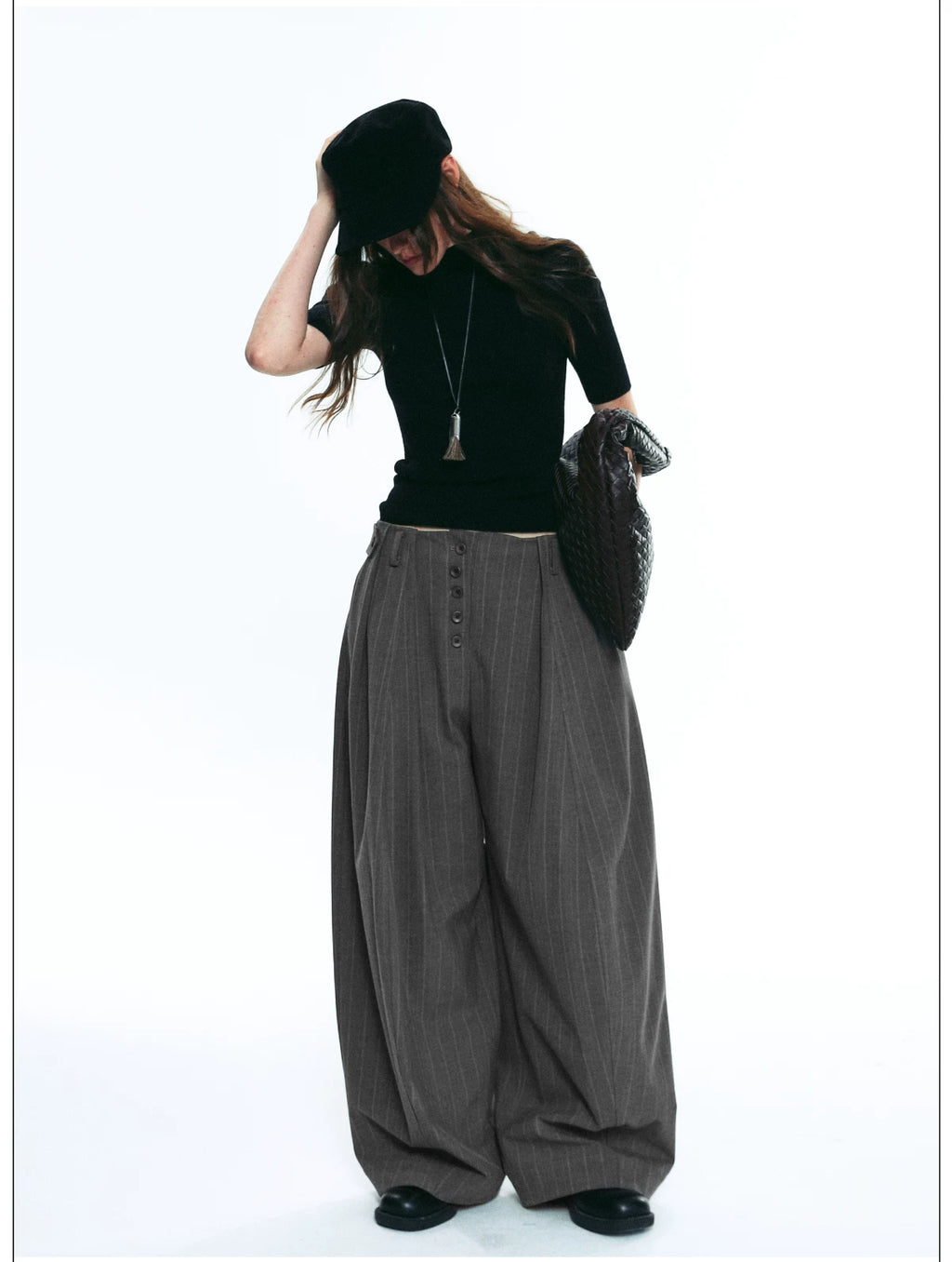 Women’s Striped Loose Wide-Leg Casual Kendo Pants