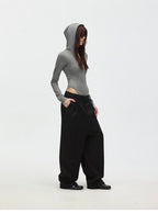 Hooded Stretch Knit Bodysuit with Hidden Zipper