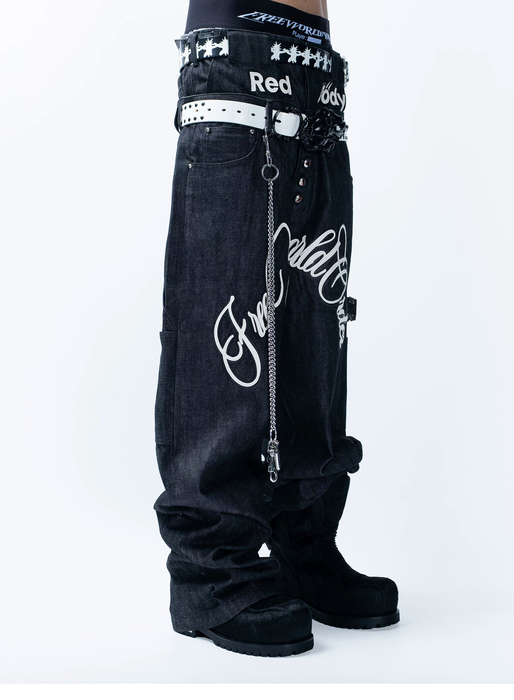 FVVO Skeleton Hand & Spikes Leather Belt