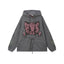 Grotesque Cat Paw Print Lace Trim Loose Striped Hooded Long Sleeve T-Shirt