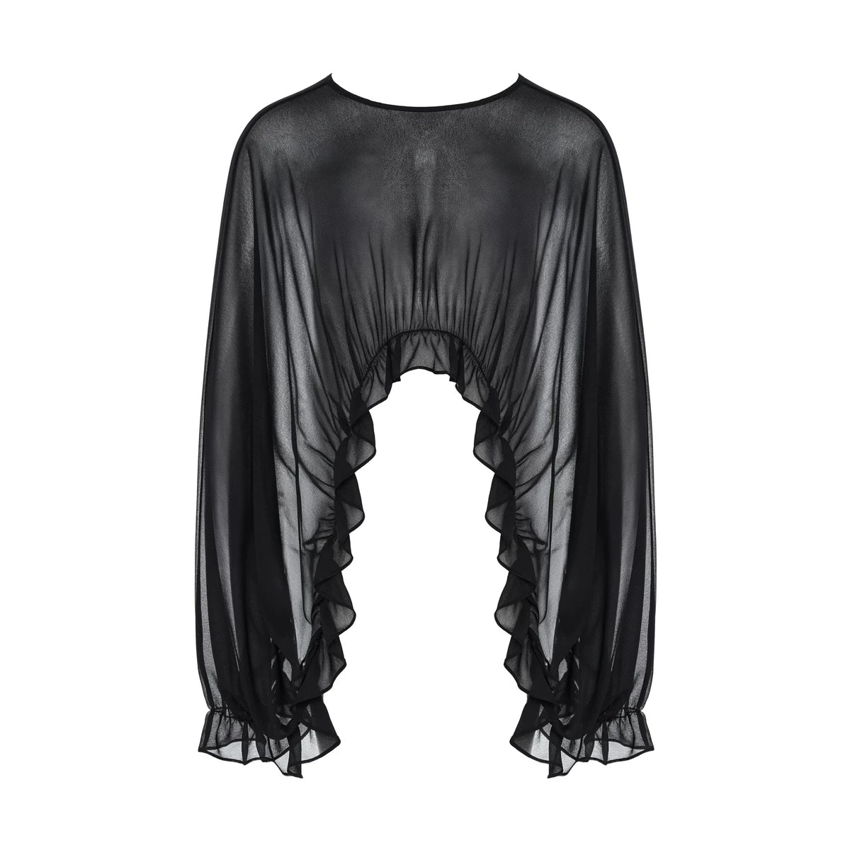Versatile Sheer Chiffon Textured Ruffle Top
