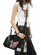Matte PU Leather Large Capacity Crossbody & Top Handle Bag – Detachable Long Strap
