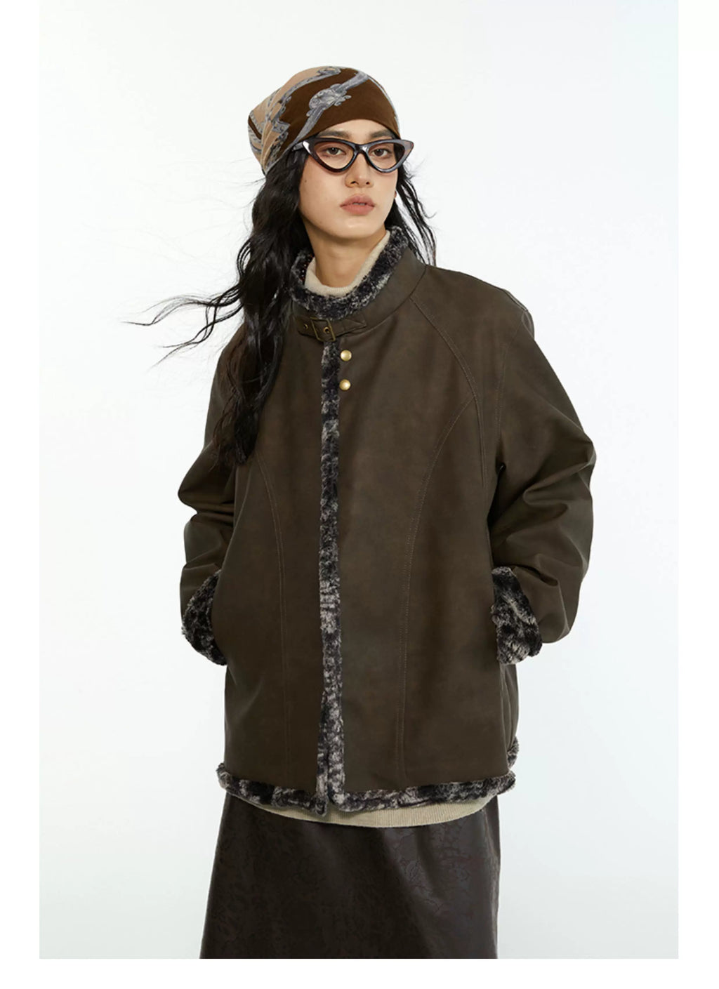 Melange Shearling Jacket – Winter Padded Coat