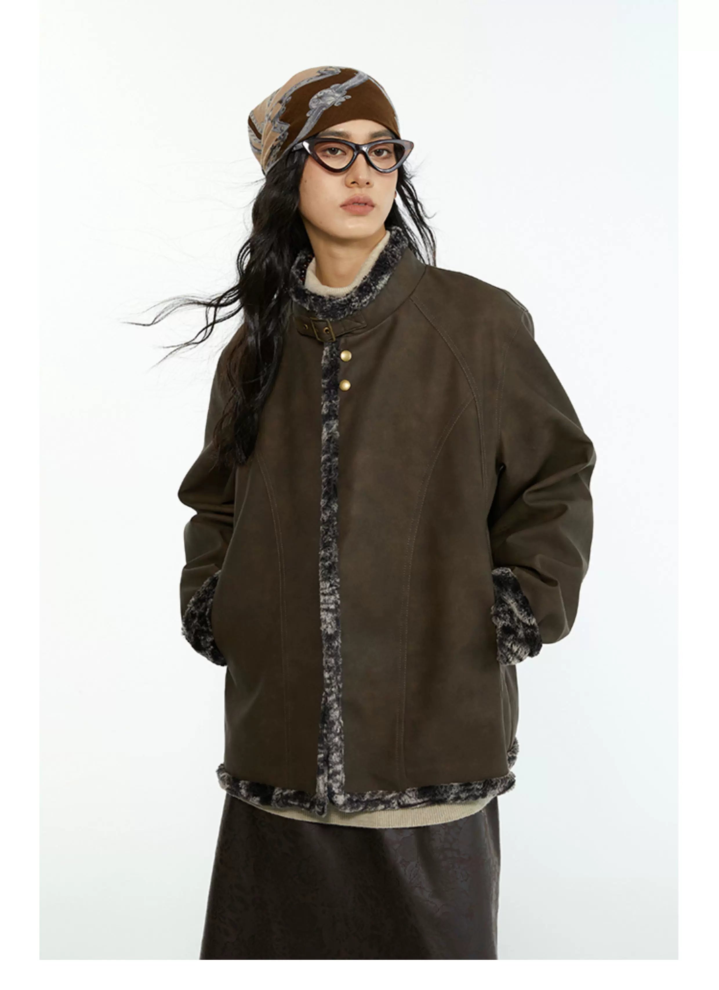 Melange Shearling Jacket – Winter Padded Coat