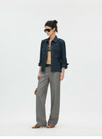 Washed Utility Shirt Jacket with Adjustable Waist