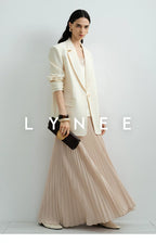 Elegant Chiffon Pleated A-Line Maxi Skirt