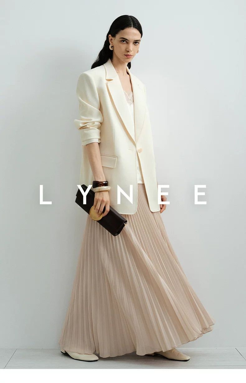Elegant Chiffon Pleated A-Line Maxi Skirt