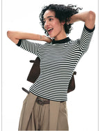 Tencel Knit Slim-Fit Short Sleeve Top with Mock Neck