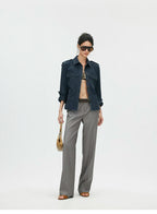 Washed Utility Shirt Jacket with Adjustable Waist