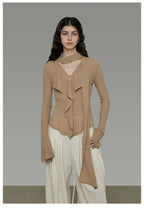 V-Neck Tie Detail Minimalist Knit Top