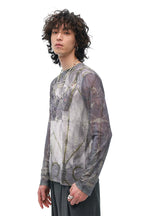 All-Over Print Stretch Mesh Lightweight T-Shirt
