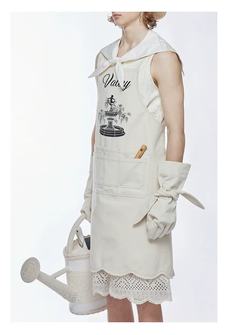 Wisteria Floral Print Multifunctional Canvas Kitchen Apron