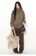 Snake Print Lamb Wool Embroidered Bag