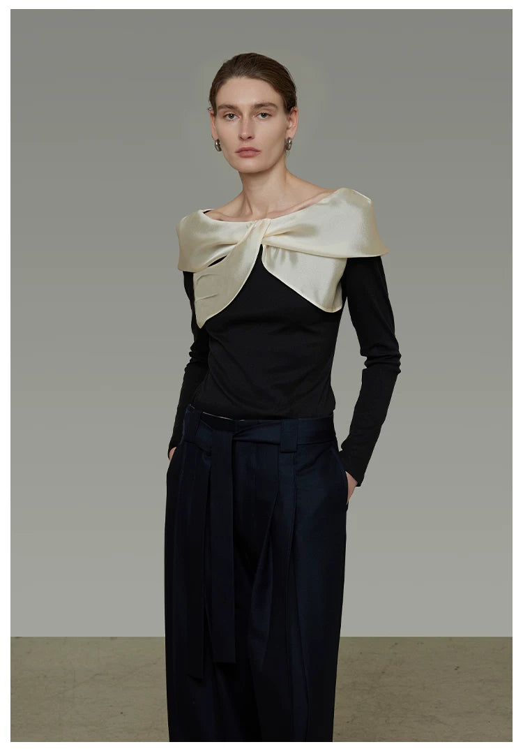 Spliced Off-Shoulder Knit Top