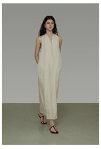 Halter Neck V-Neck Sleeveless A-Line Maxi Dress