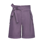 Purple Petal-Shaped High-Waist Loose Shorts