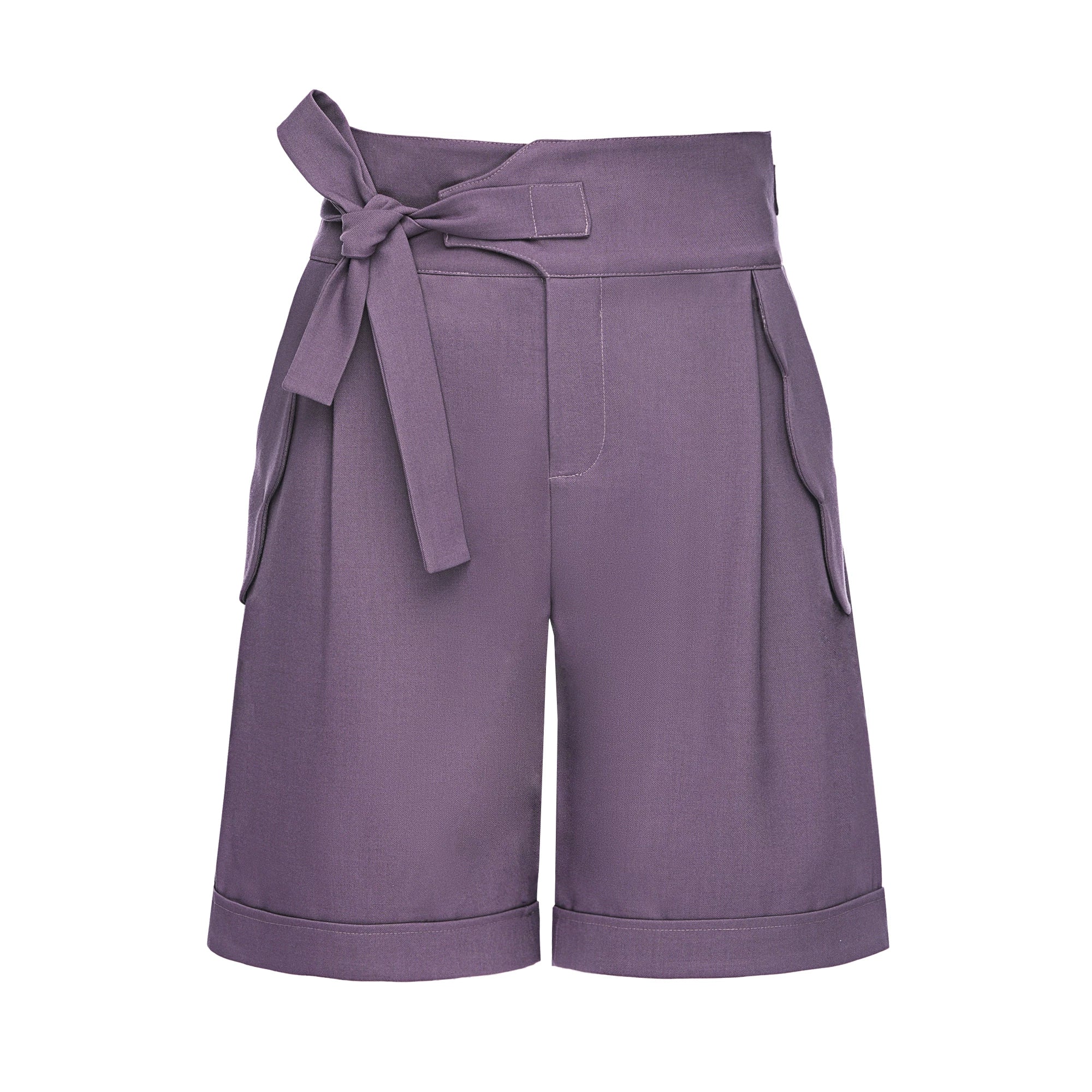 Purple Petal-Shaped High-Waist Loose Shorts Main image