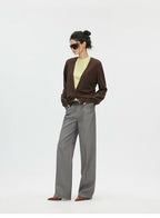 Deep V-Neck 100% Merino Wool Lightweight Cardigan